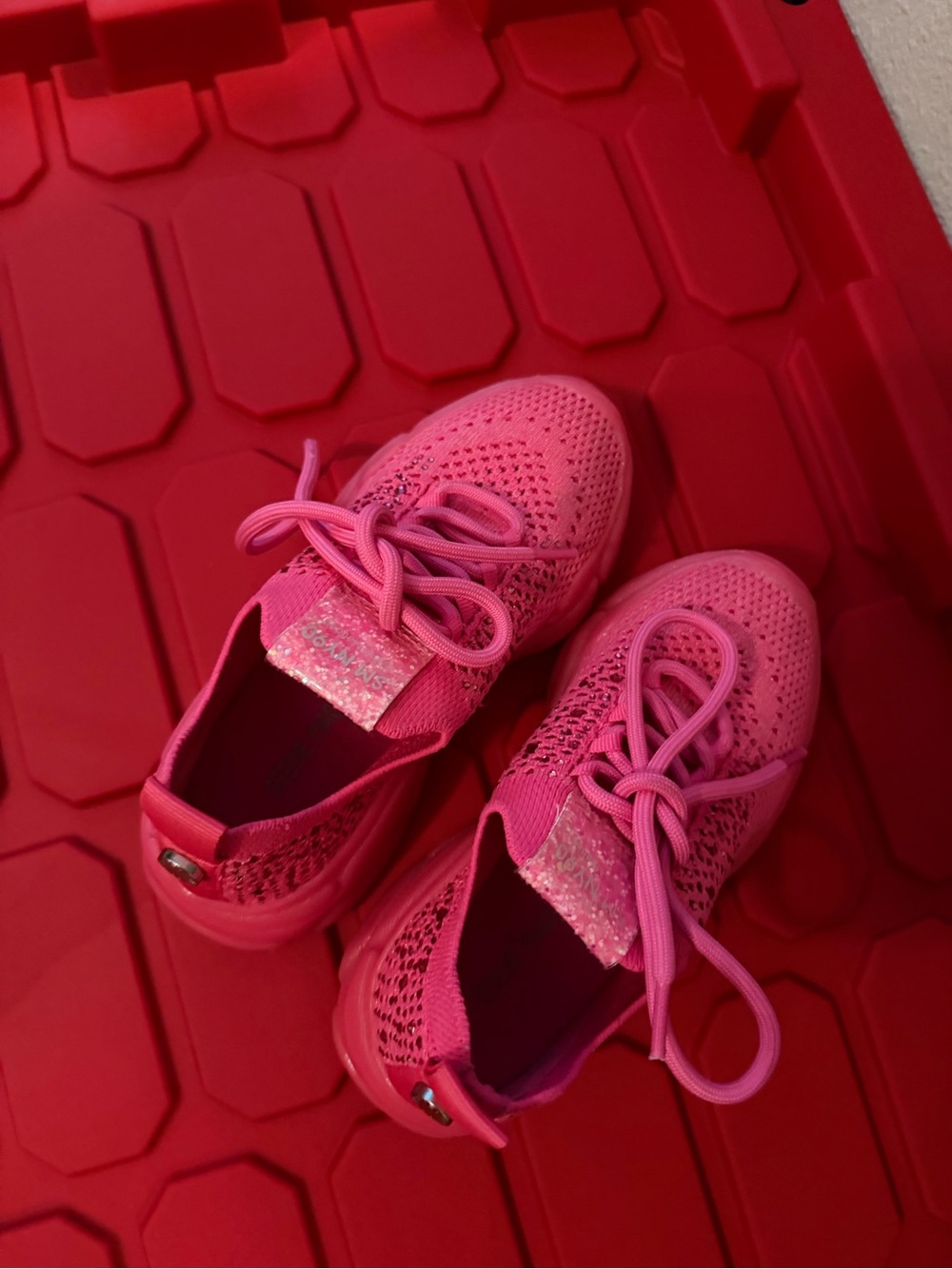 Steve Madden Kids Hot Pink Venus NY90 Knit Lace-Up Sneakers